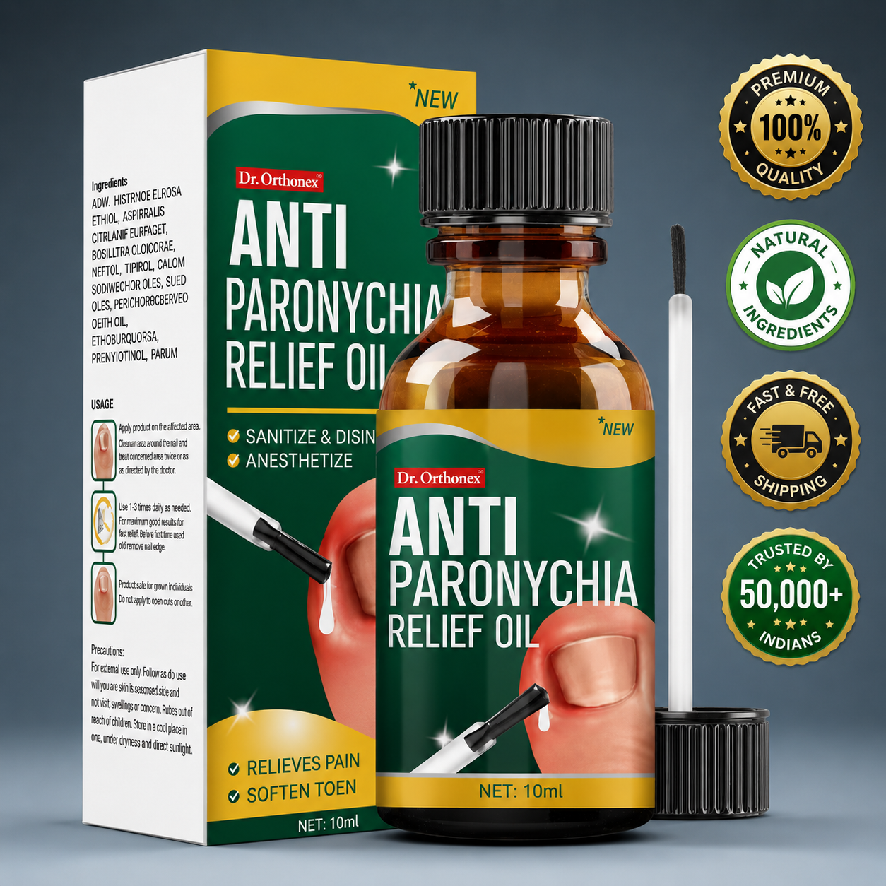 Dr. Orthomel Anti Paronychia Relief Oil Verified badges